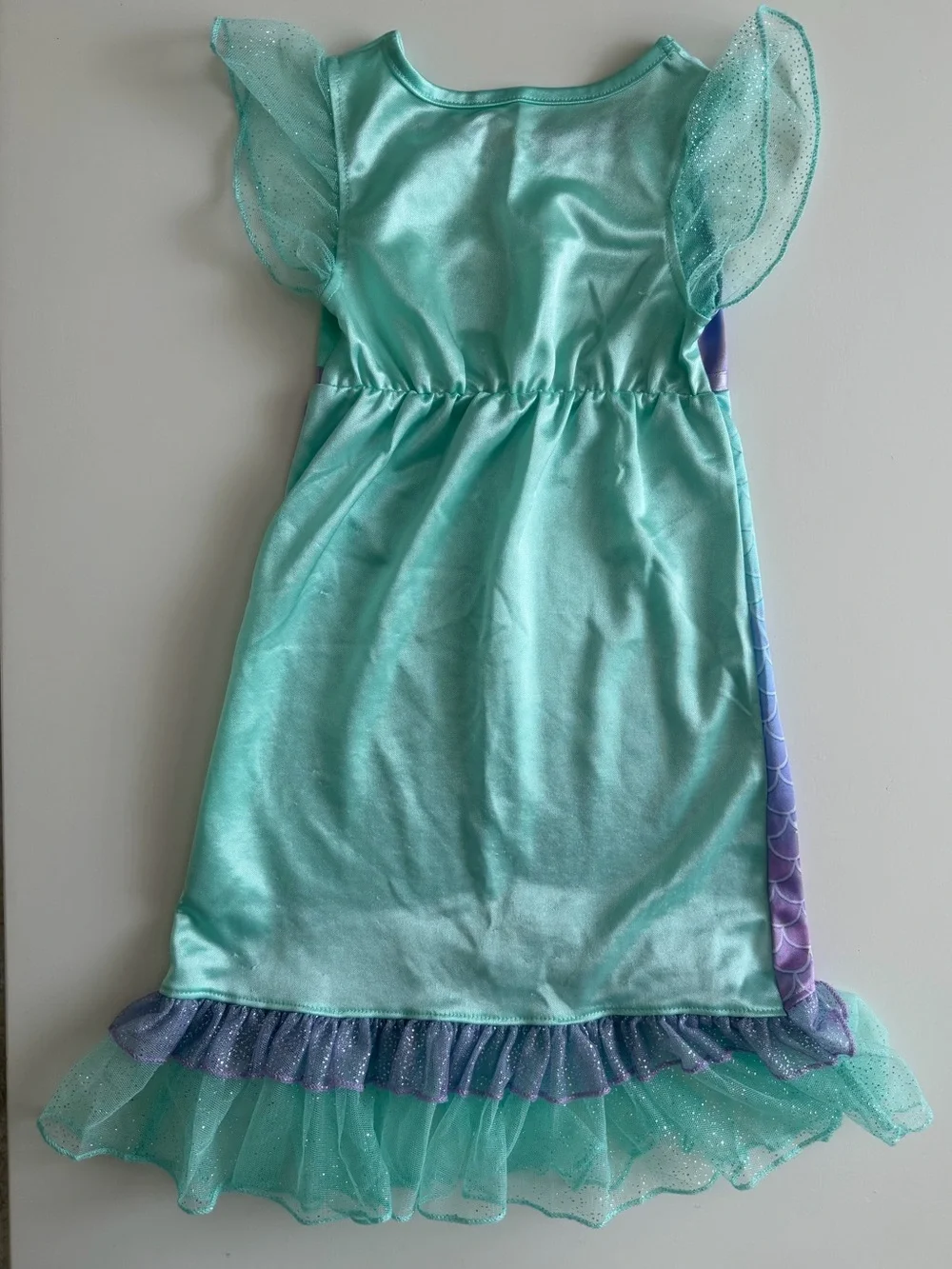 Disney Ariel Glittery Aqua and Purple Mermaid Dress, Night Gown Baby Toddler 3T